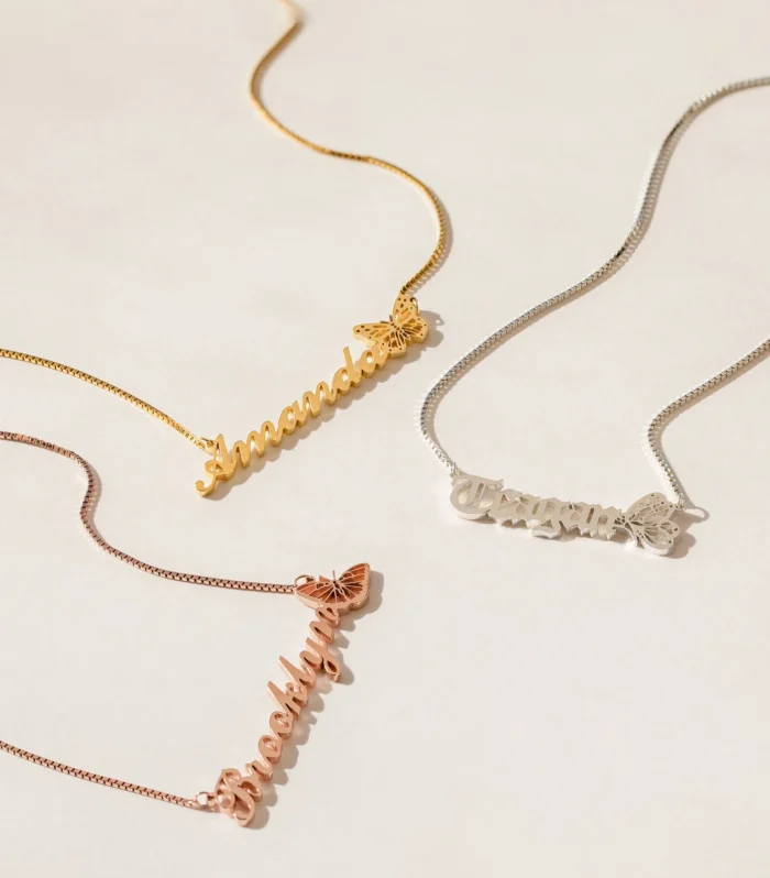 Custom Butterfly Name Necklace