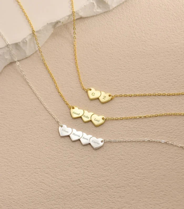 Personalized Engraved Hearts Necklace