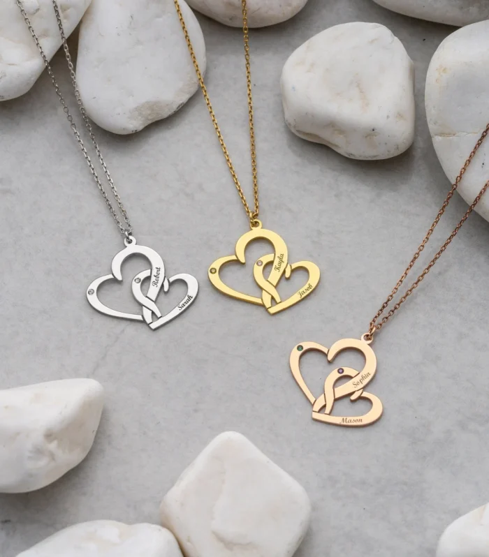 Intertwined Heart Birthstone Necklace