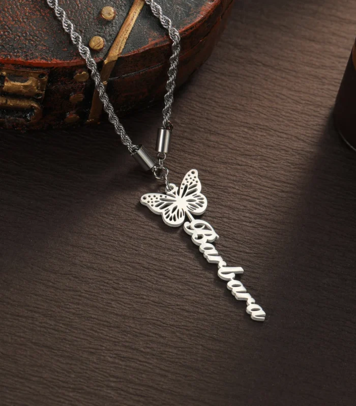 Personalized Birth Butterfly Name Necklace