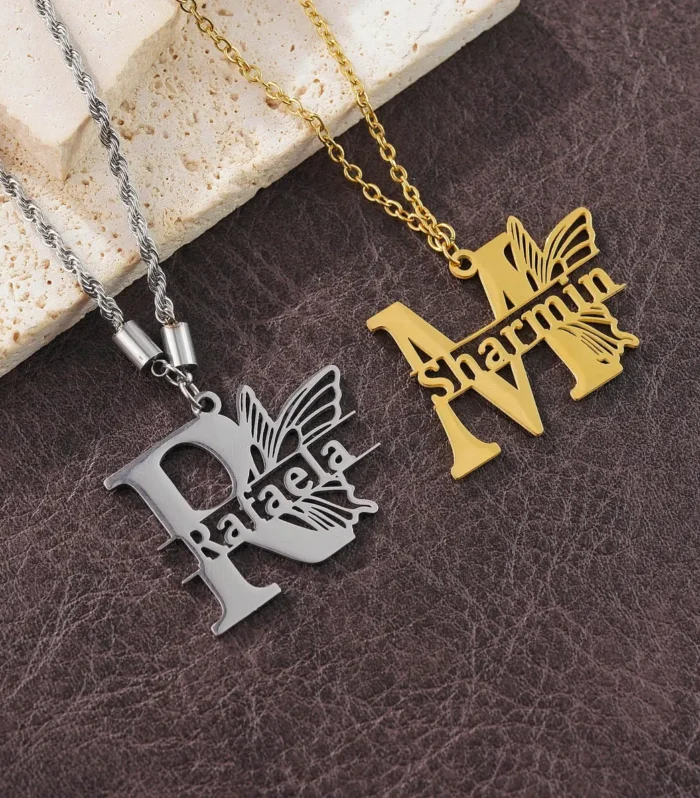 Personalized Butterfly Initial Necklace